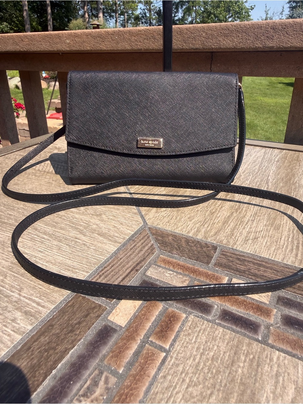 kate spade Black Saffiano Leather Crossbody Bag